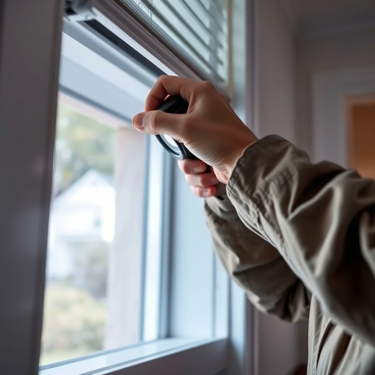 Inspecting a window sill for humidity and mold in a Florida Panhandle home