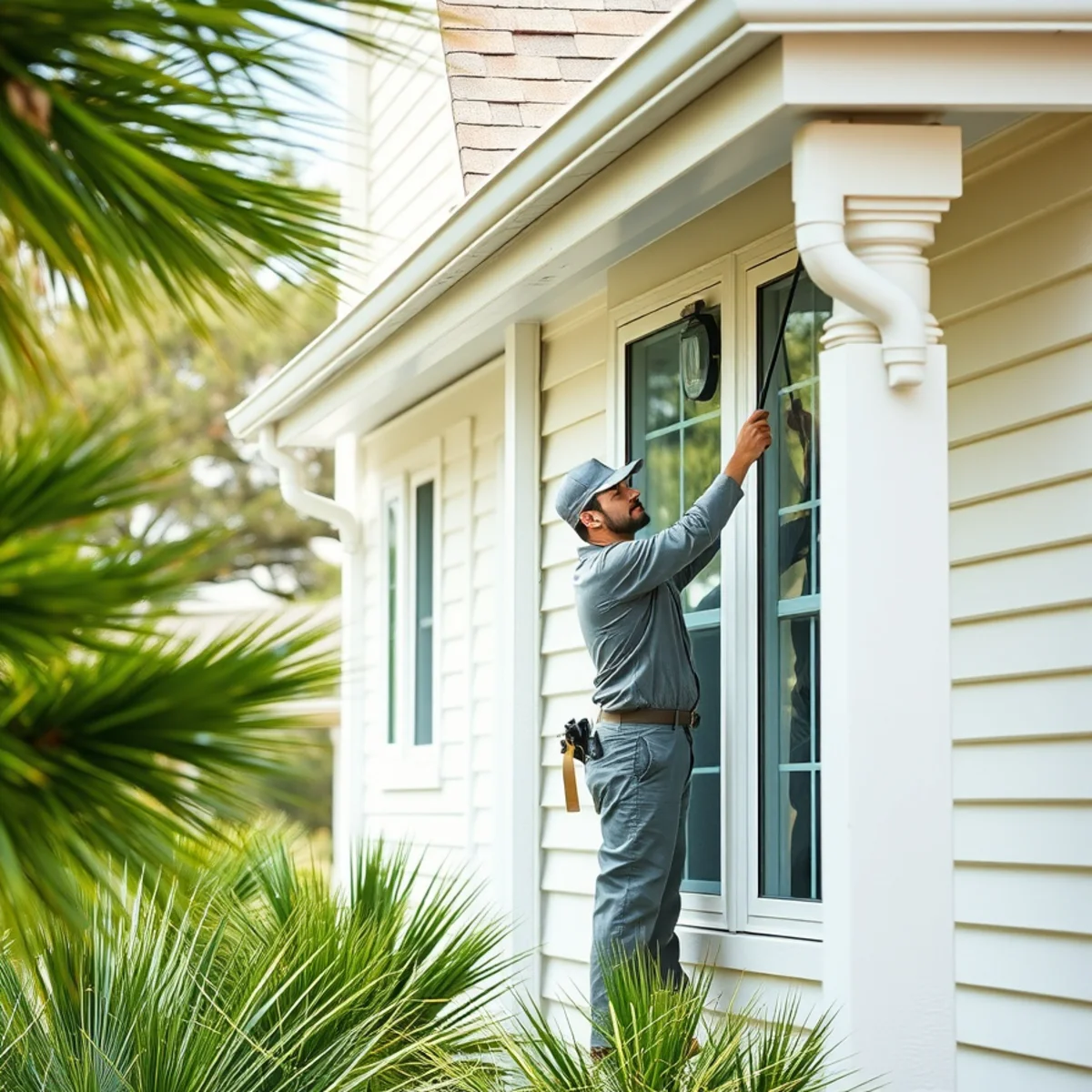 Spring cleaning and maintenance on a coastal home exterior in South Walton, Florida