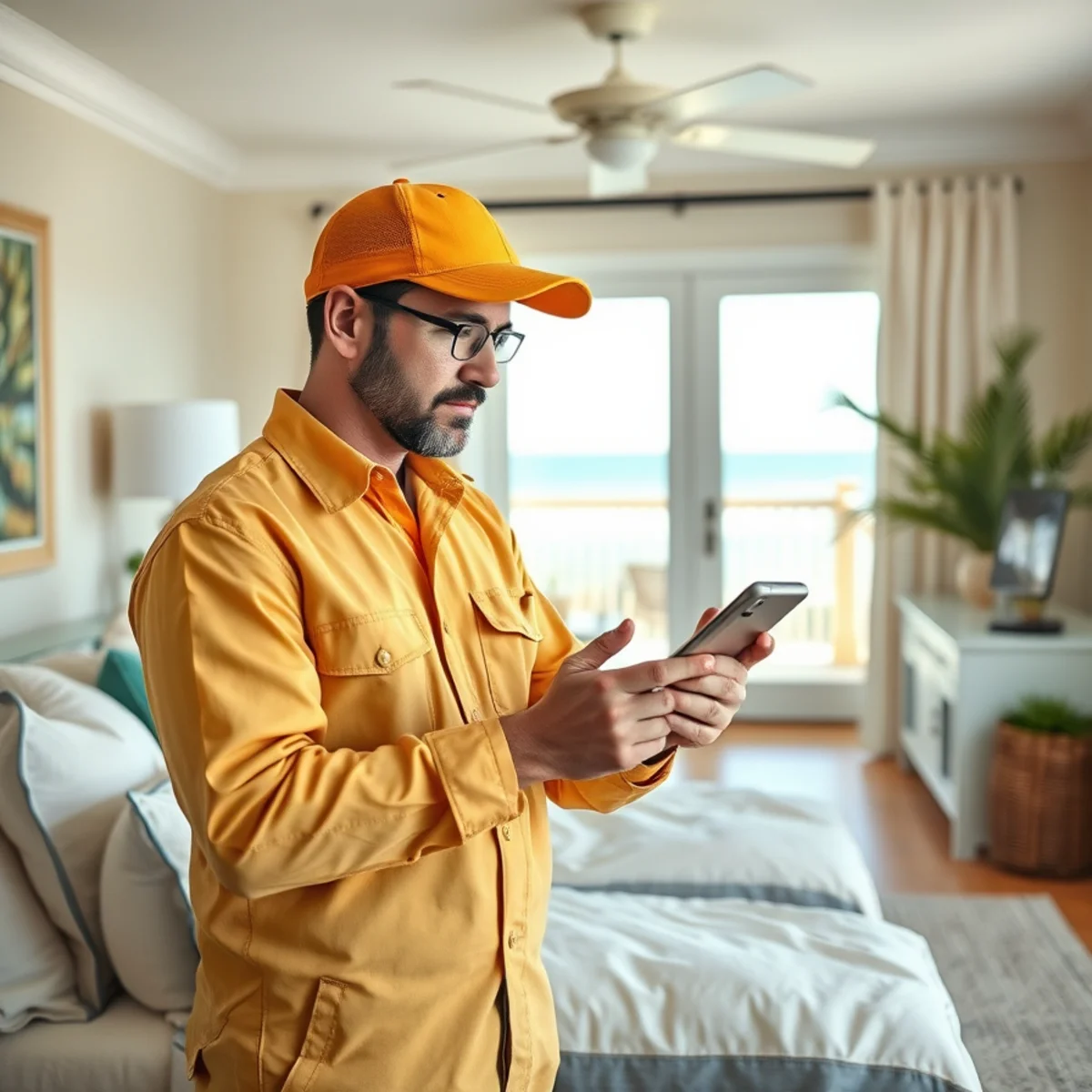 Handyman checking off a turnover punch list at a 30A vacation rental