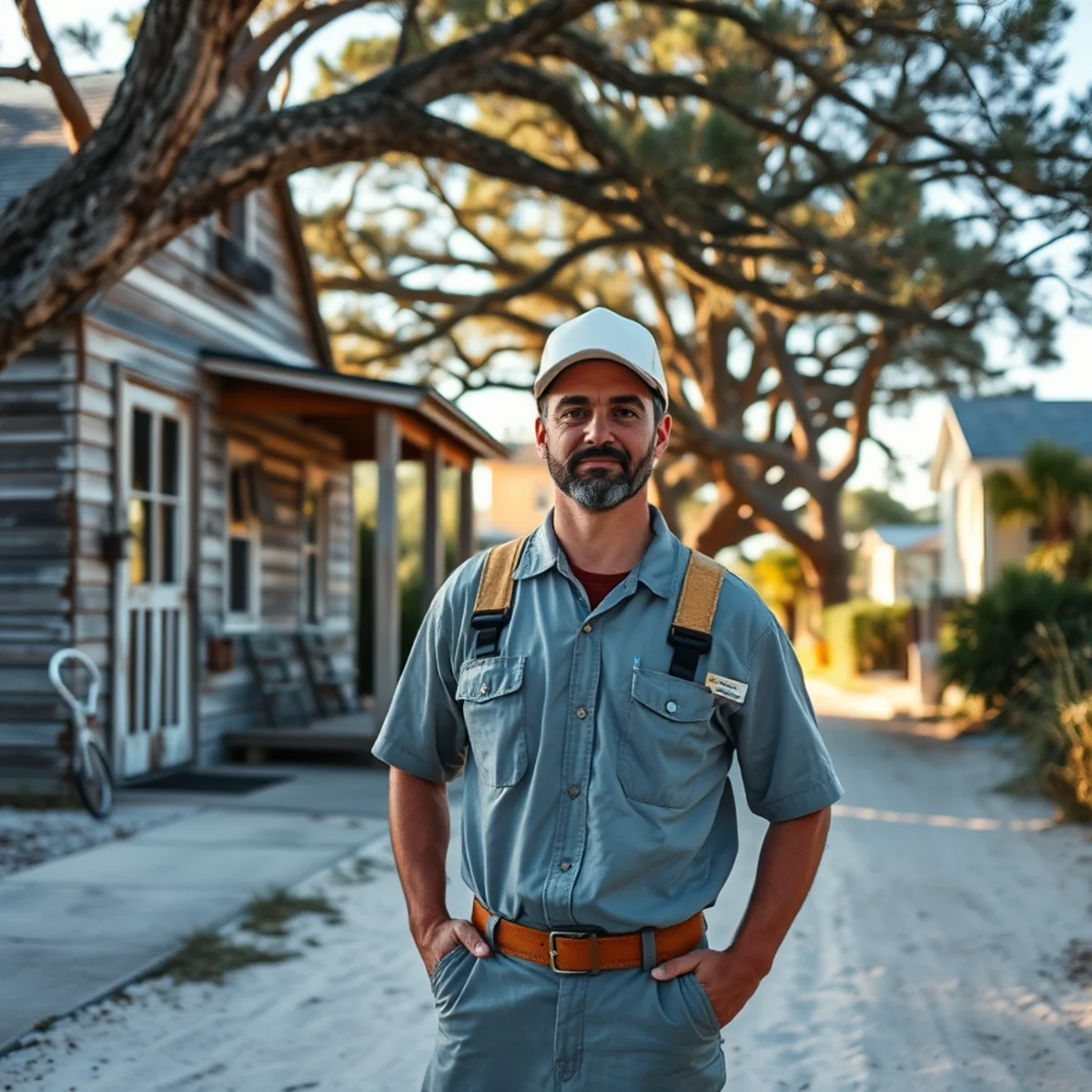 Historic beach cottage on a sandy street in Grayton Beach, Florida