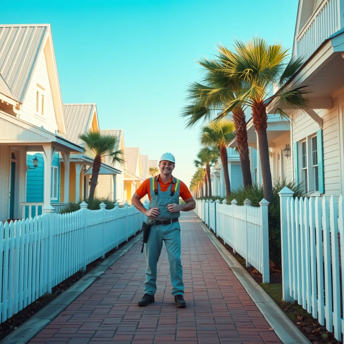 Pastel New Urbanist cottages with tin roofs in Seaside, Florida